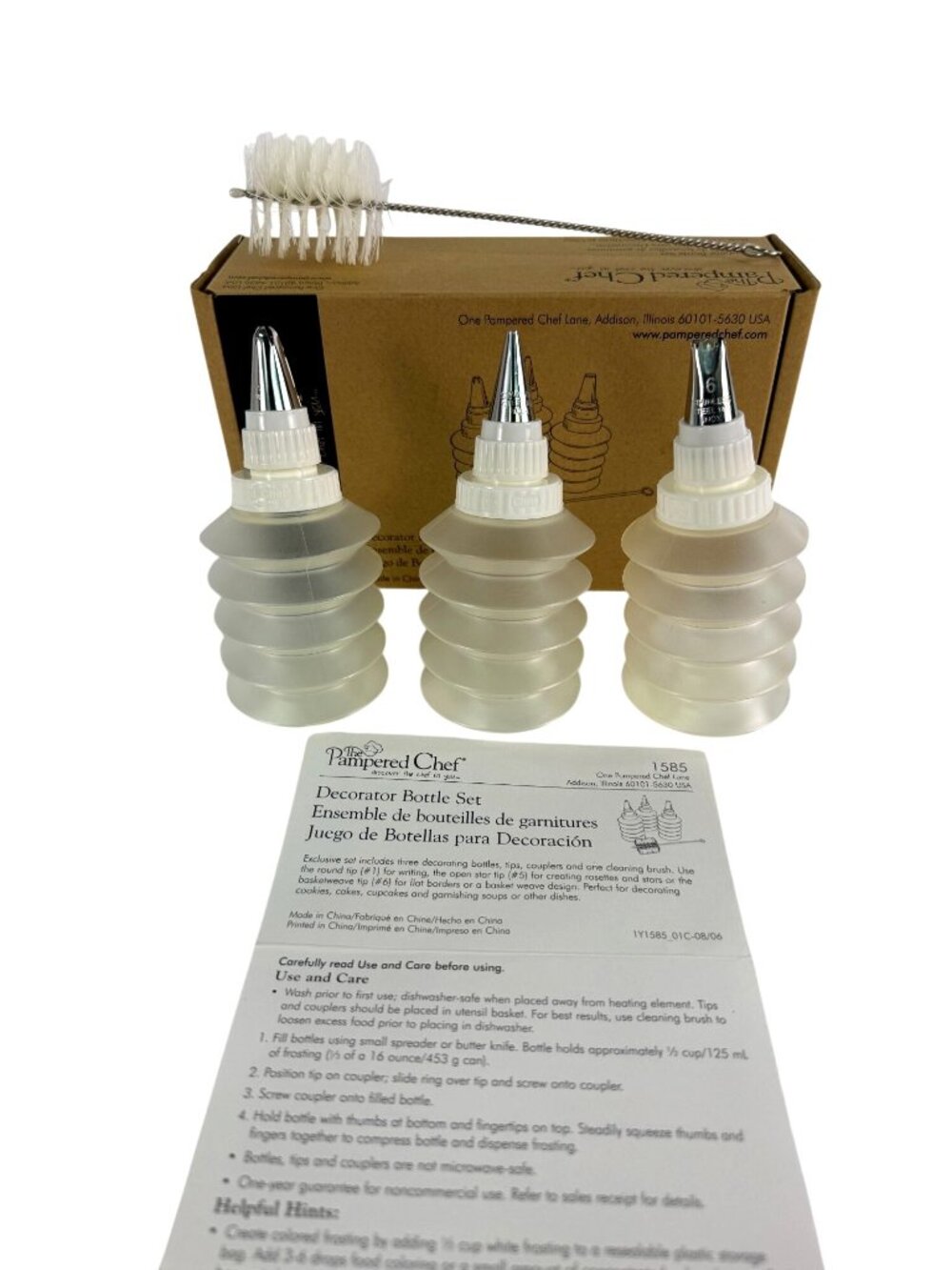 Pampered Chef Decorator Bottle Set #1585 Frosting Dispenser New Old Stock